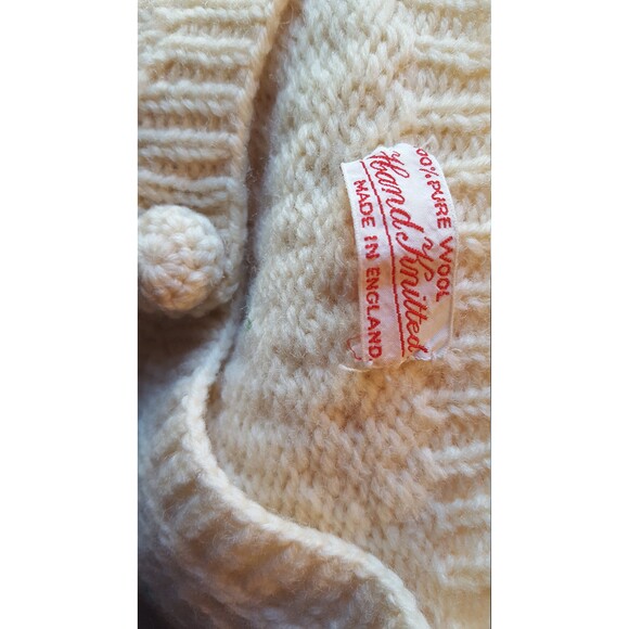 50s WOOL Floral Embroidered Cardigan GORGEOUs Little Bue Flowers Chunky XS - S - Picture 10 of 10